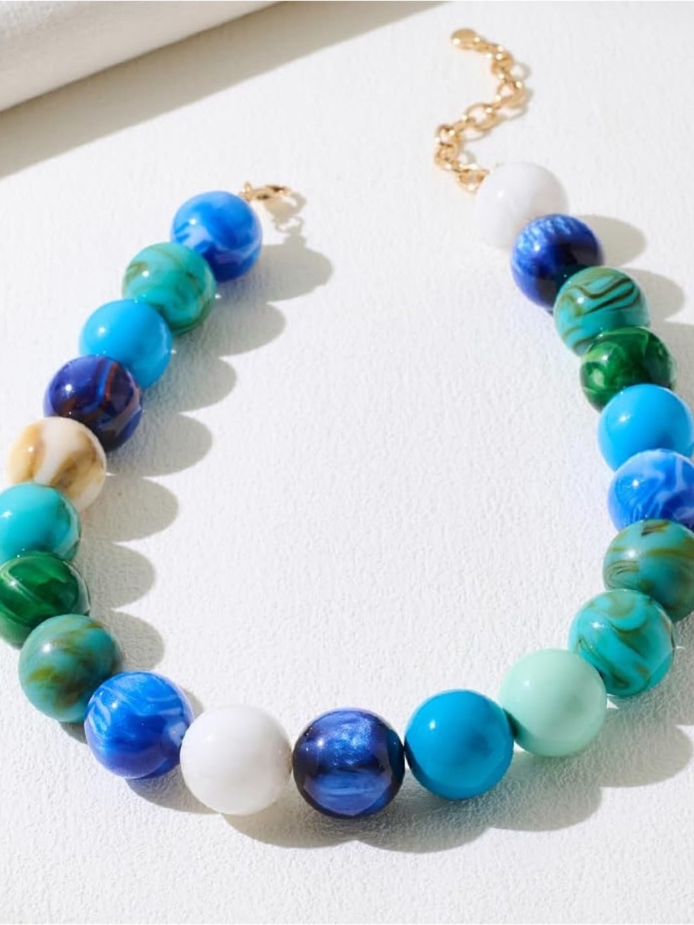 Multicolor Blue & Green Statement Beaded Necklace